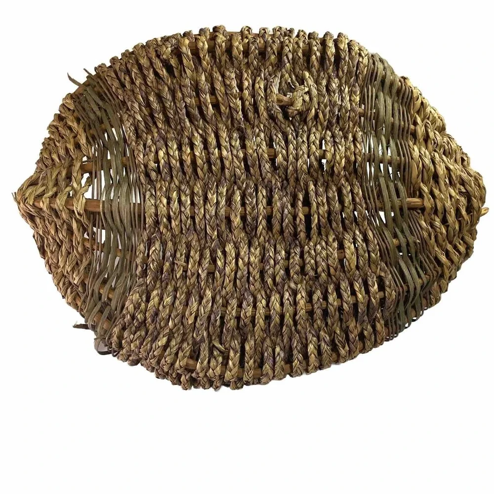 VTG Rustic Woven Basket Tree Branch Handle Boho Farmhouse Primitive Decor Cottag